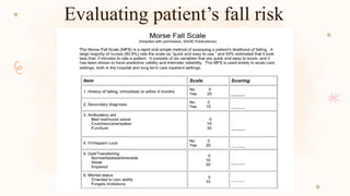 Evaluating patient’s fall risk
 