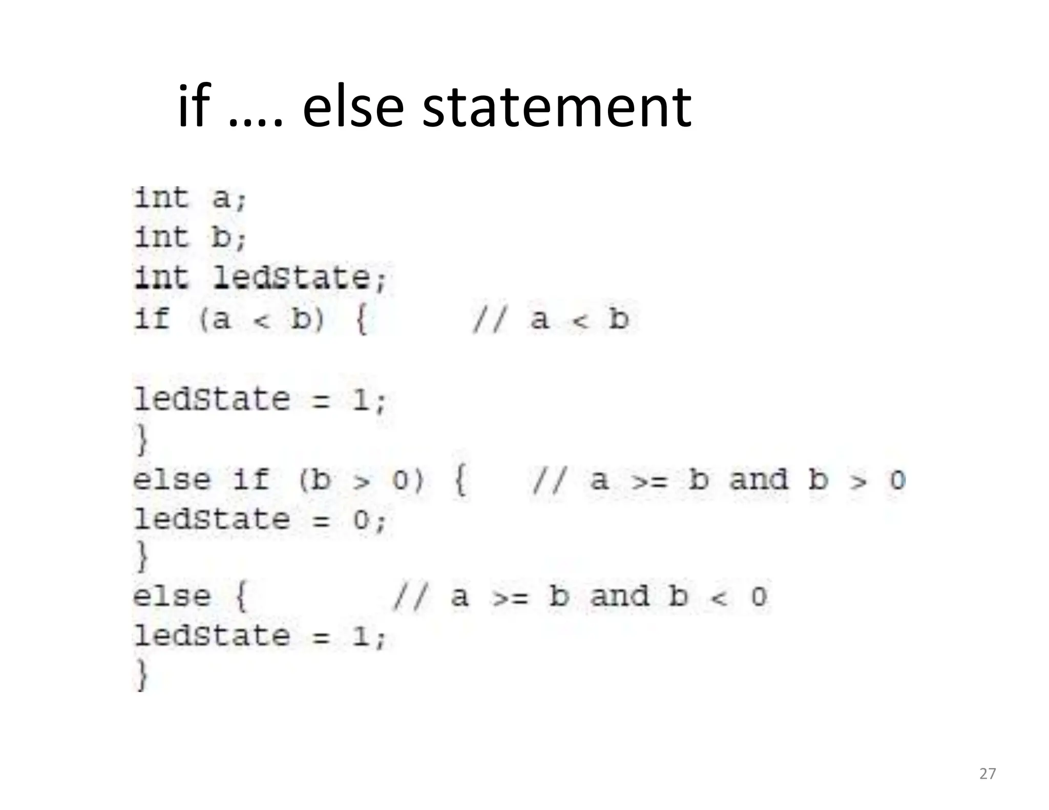 if …. else statement
27
 