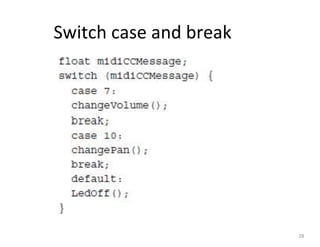 Switch case and break
28
 