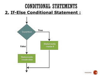10/03/2024
CONDITIONAL STATEMENTS
54
2. If-Else Conditional Statement :
 