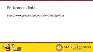 Enrichment links
https://www.youtube.com/watch?v=GY3ADgnWLos
 