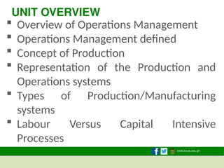 Comprehensive Introduction to Operations Management: Concepts, Systems ...