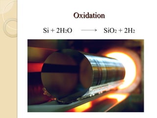 Oxidation
Oxidation
Si + 2H2O SiO2 + 2H2
 