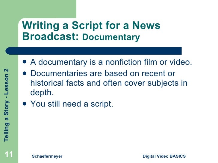 Documentary script writing format