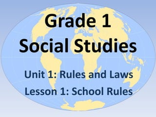 Grade 1
Social Studies
Unit 1: Rules and Laws
Lesson 1: School Rules
 