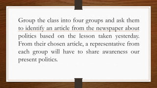 UNIT 1 LESSON 1: POLITICS AND POLITICAL SCIENCE | PPTX