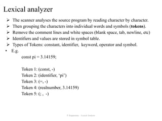 Lexical analysis - Compiler Design | PPT