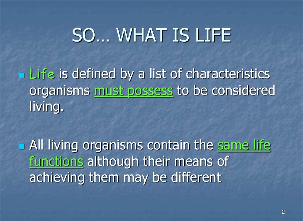 Unit 1 life functions