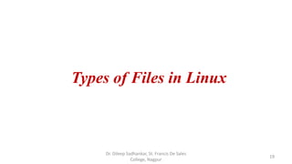 Types of Files in Linux
19
Dr. Dileep Sadhankar, St. Francis De Sales
College, Nagpur
 