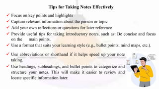 Note Taking For Introduction Unit 1 Making introduction.pptx interesting | PPTX