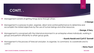 George R. Terry Management Table Unit 1 Management PPT. Theories of nursing management and leadership | PPTX