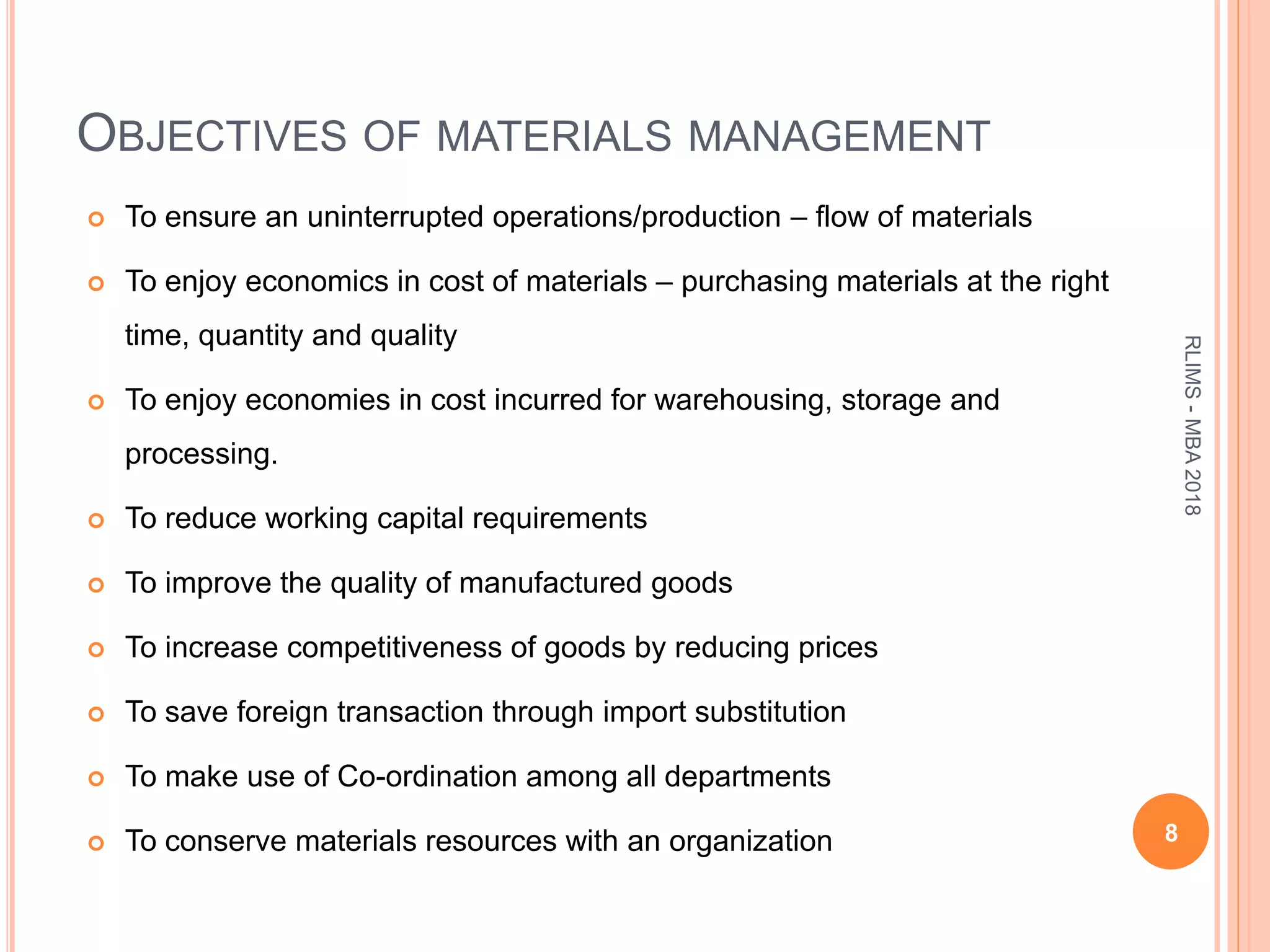 Unit 1 materials management | PPTX