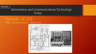 Periods of ICT
The Electronic Period
Module 1:
Information and Communications Technology
Today
 