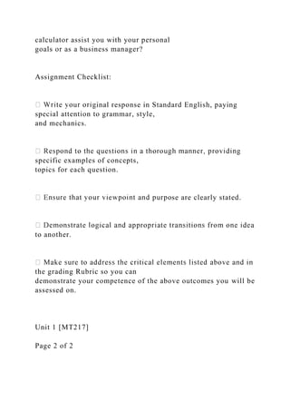 Unit 1 [MT217] Page 1 of 2 Unit 1 Assignment Writing.docx