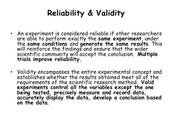 sample of validity and reliability in research