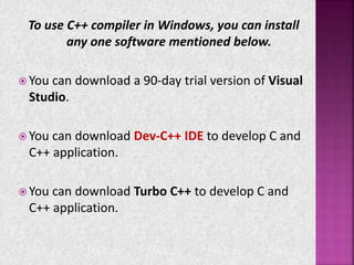 Unit 1 of c++ part 1 basic introduction | PPTX