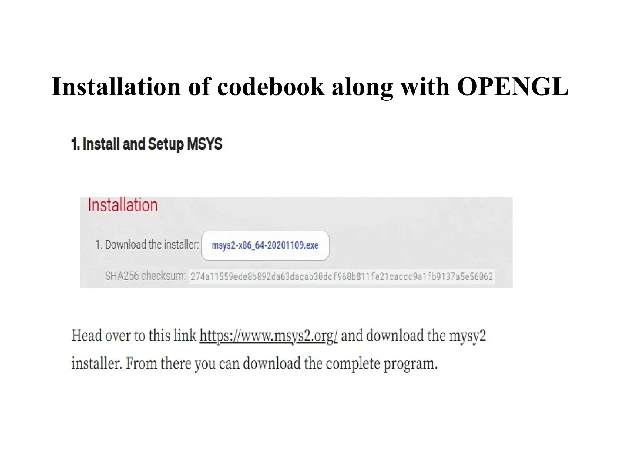 Installation of codebook along with OPENGL
 