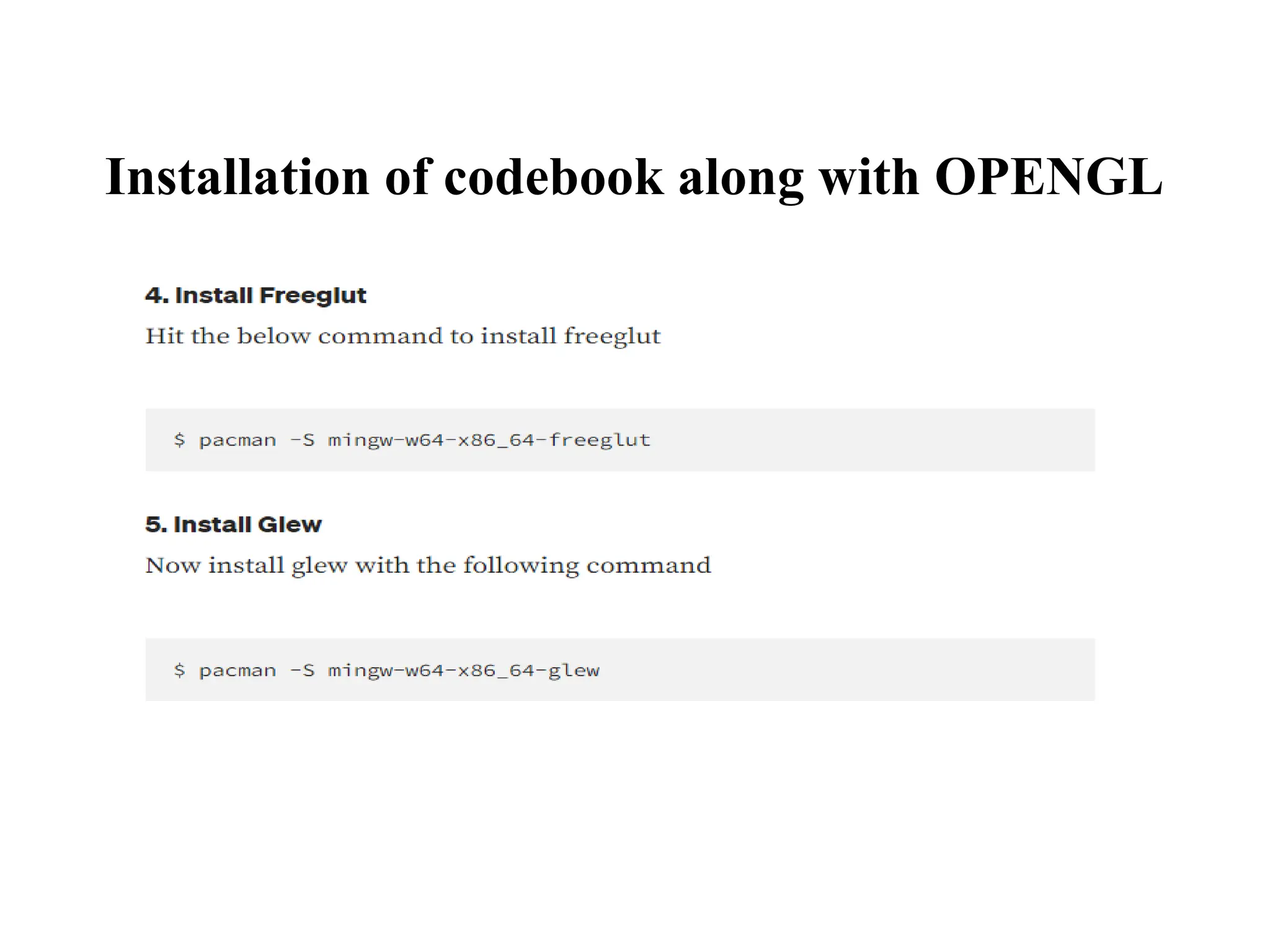 Installation of codebook along with OPENGL
 