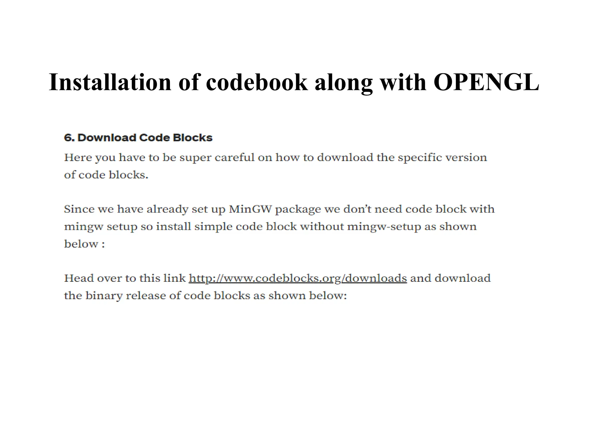 Installation of codebook along with OPENGL
 