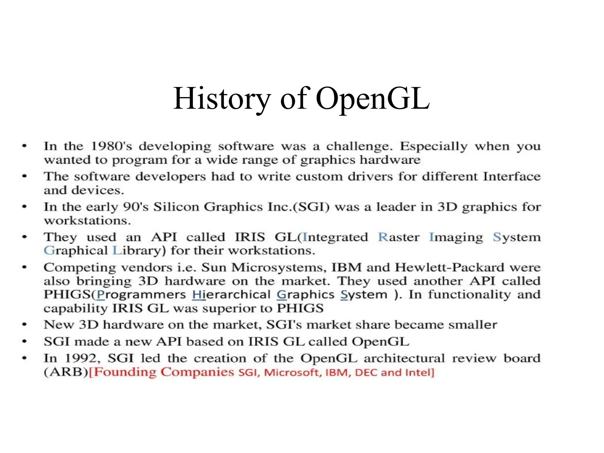 History of OpenGL
 