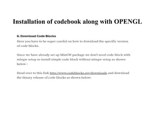 Installation of codebook along with OPENGL
 