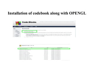 Installation of codebook along with OPENGL
 