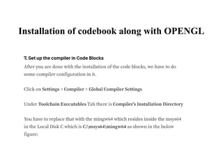 Installation of codebook along with OPENGL
 