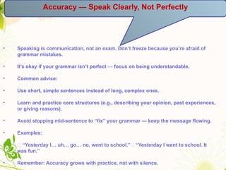 Unit 1 oral English, about accuracy and fluency when speaking | PPTX