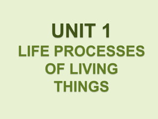 UNIT 1
LIFE PROCESSES
OF LIVING
THINGS
 