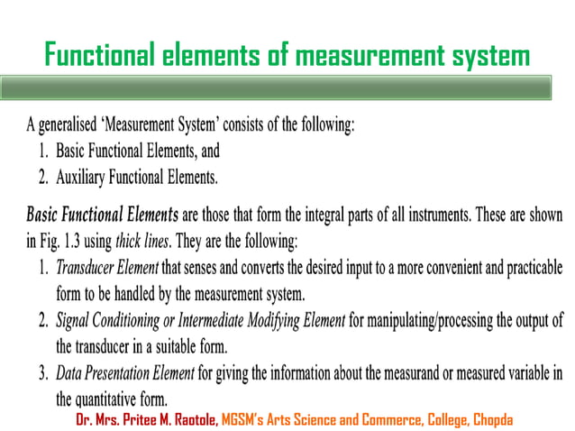 Functional elements of measurement system