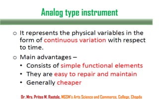 Analog type instrument
Dr. Mrs. Pritee M. Raotole, MGSM’s Arts Science and Commerce, College, Chopda
 