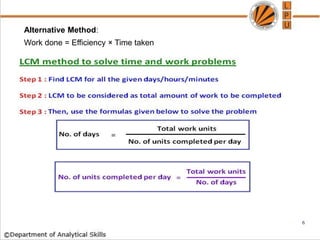 Alternative Method:
Work done = Efficiency × Time taken
6
 