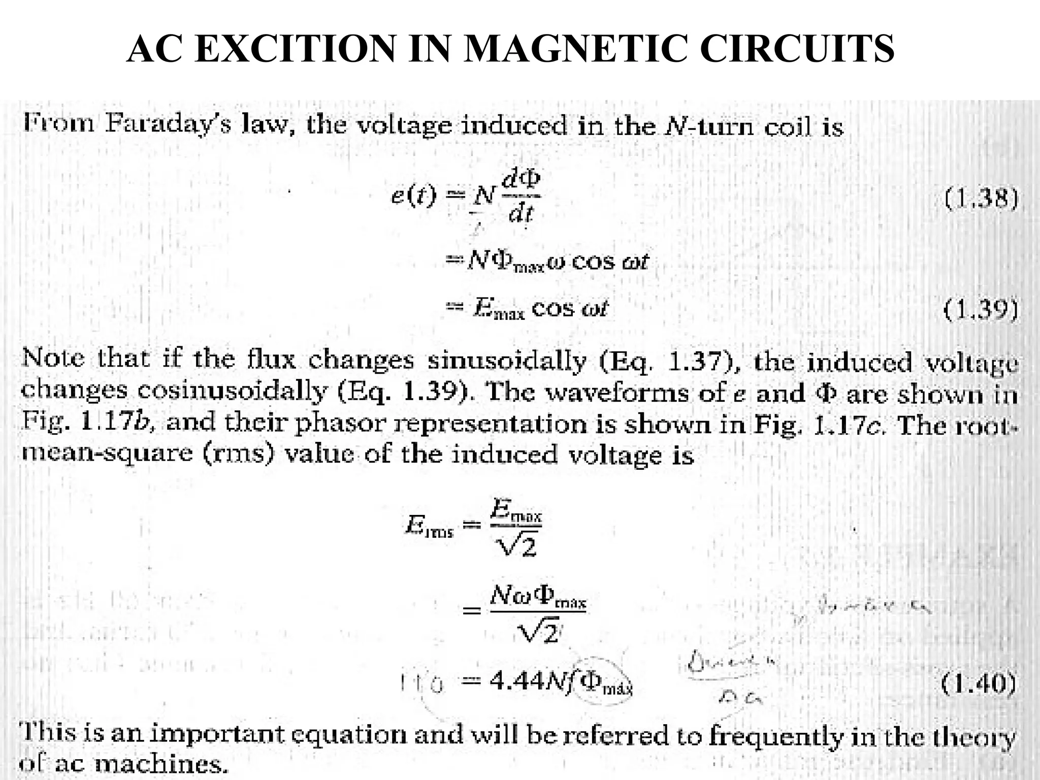 AC EXCITION IN MAGNETIC CIRCUITS
 