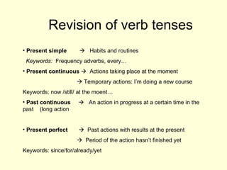 Revision of verb tenses ,[object Object],[object Object],[object Object],[object Object],[object Object],[object Object],[object Object],[object Object],[object Object]