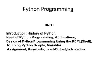Python programming language introduction unit | PPT