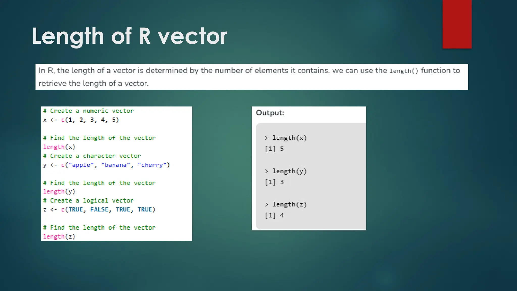 Length of R vector
 