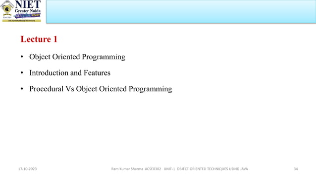 Object oriented programming using java | PPT
