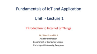 Fundamentals of Internet of Things for IOT Students | PPTX