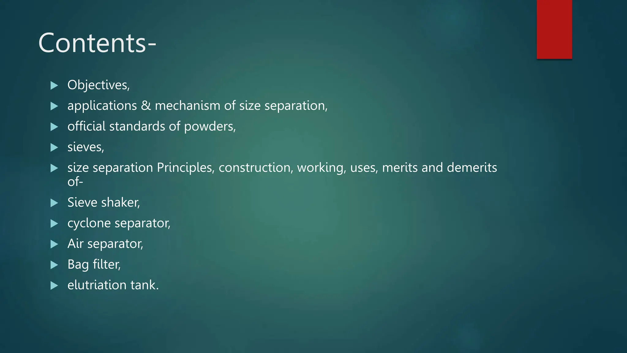 SIZE SEPARATION- Objectives, applications & mechanism | PPTX