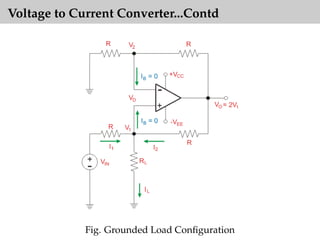 Voltage to Current Converter...Contd
Fig. Grounded Load Configuration
 