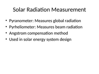 Solar Measurement Comprehensive Overview of Solar Energy: Principles, Measurement, and ...