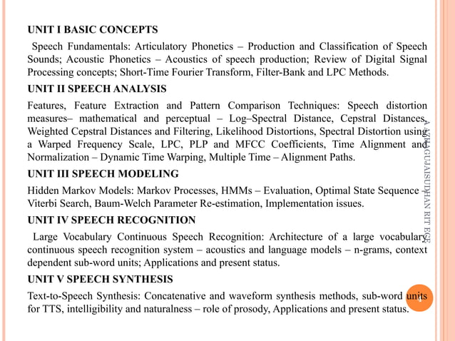 Unit 1 speech processing | PPT | Digital Audio | Computer Software and ...