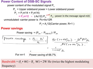 AMPLITUDE MODULATION techniques- DSBSC, DSBFC, SSB, VSB | PPTX