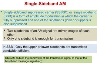 AMPLITUDE MODULATION techniques- DSBSC, DSBFC, SSB, VSB | PPTX