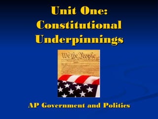 Unit One:
Constitutional
Underpinnings

AP Government and Politics

 