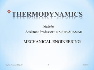 Made by:
Assistant Professor : NAPHIS AHAMAD
MECHANICAL ENGINEERING
06/10/17Naphis Ahamad (ME) JIT 1
 