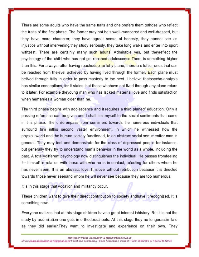four planes of development The four planes of development were used by maria montessori to describe the path of development that every child follows, from birth to adulthood. four planes of development The four planes of development were used by maria montessori to describe the path of development that every child follows, from birth to adulthood.
