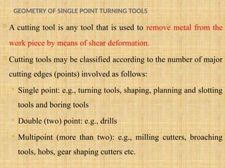 Theory of Metal Cutting Geometry of single-point cutting tool ...
