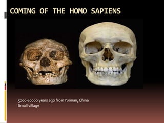COMING OF THE HOMO SAPIENS
5000-10000 years ago fromYunnan, China
Small village
 