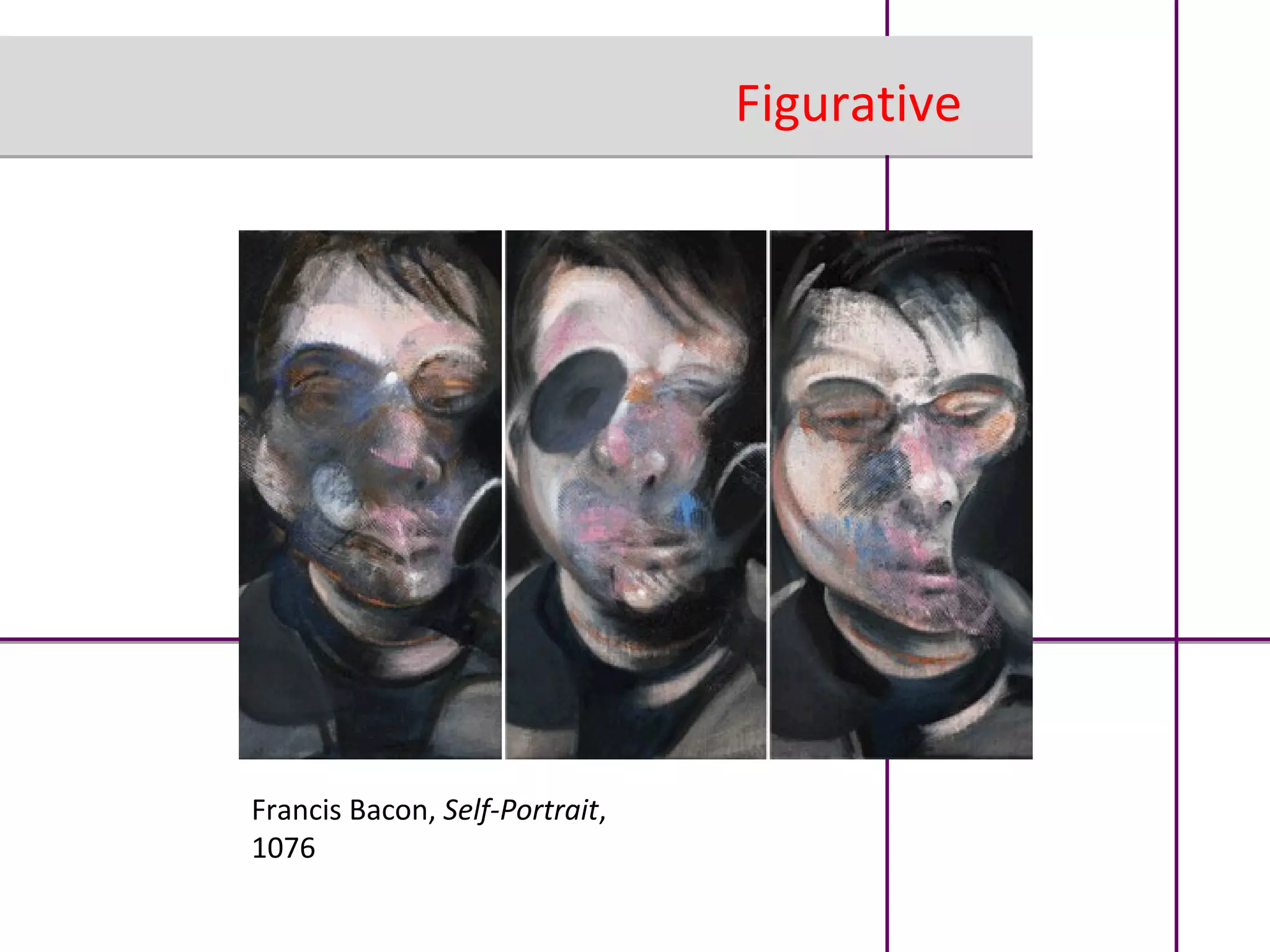 8. Realistic, figurative & abstract images 
An image can have different interpretations depending on the 
characteristics of the transmitter and the receiver: 
-The transmitter determines the meaning of an image than a receiver 
complete when he receive it. There are three ways of expression: 
 Realistic, these are images similar to reality, like Photography or 
drawings of high precision. 
 Figurative, these represent reality-based forms but with a free 
interpretation. 
 Abstract, it doesn’t represent images based on reality. They are 
new forms created to represent a particular world. 
 